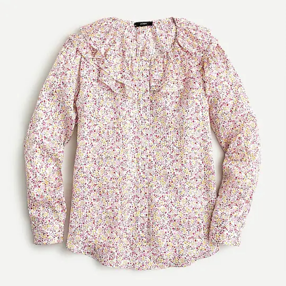 J Crew Ruffle Top in field day print